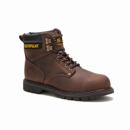 Caterpillar Second Shift Steel Toe Work Férfi 6 Inch Bakancs Sötét Barna, HU-Q085